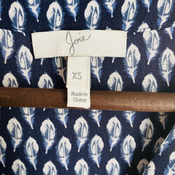 Joie XS Blue White Feather Solstice Boho Silk Romper - Picture 6 of 14